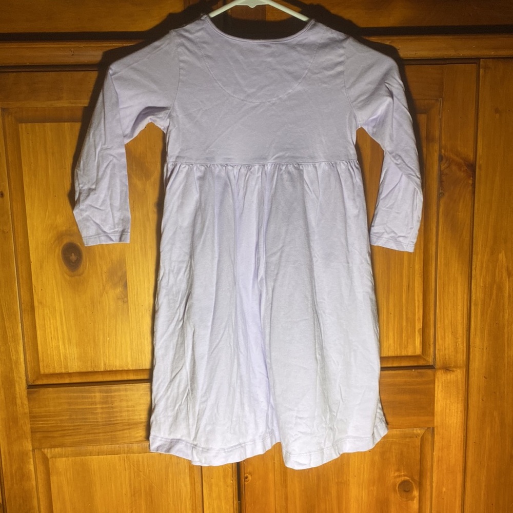 Lands End Girls Long Sleeve Purple Flower Dress - Picture 2 of 2